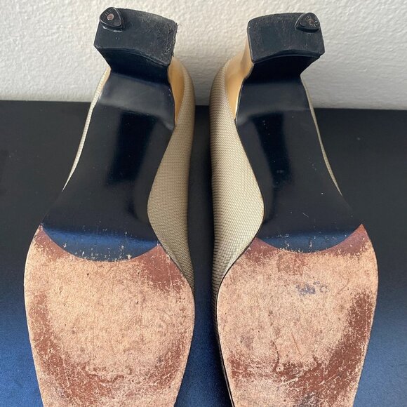 Vintage 1980s/90s Stuart Weitzman Textured Cream Heels - Picture 7 of 7